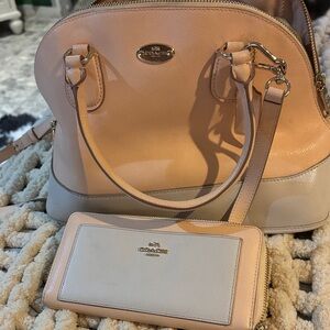 Coach Peach and Beige Women's Satchel Set